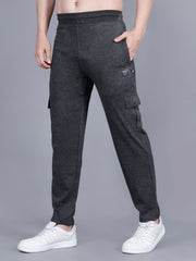 Black Melange Regular Fit Cargo Pant
