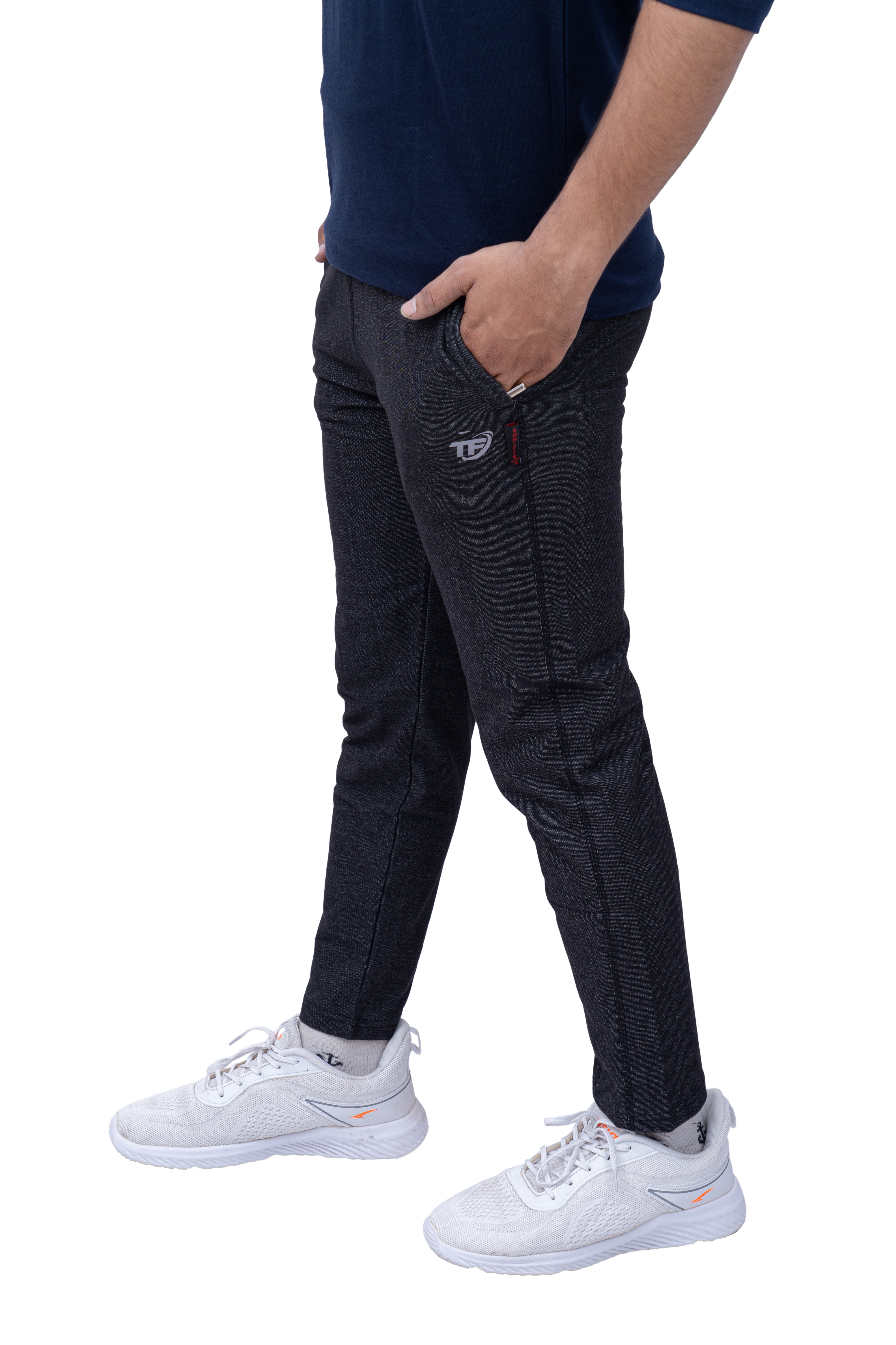 Black Slim Fit Denim Track Pant