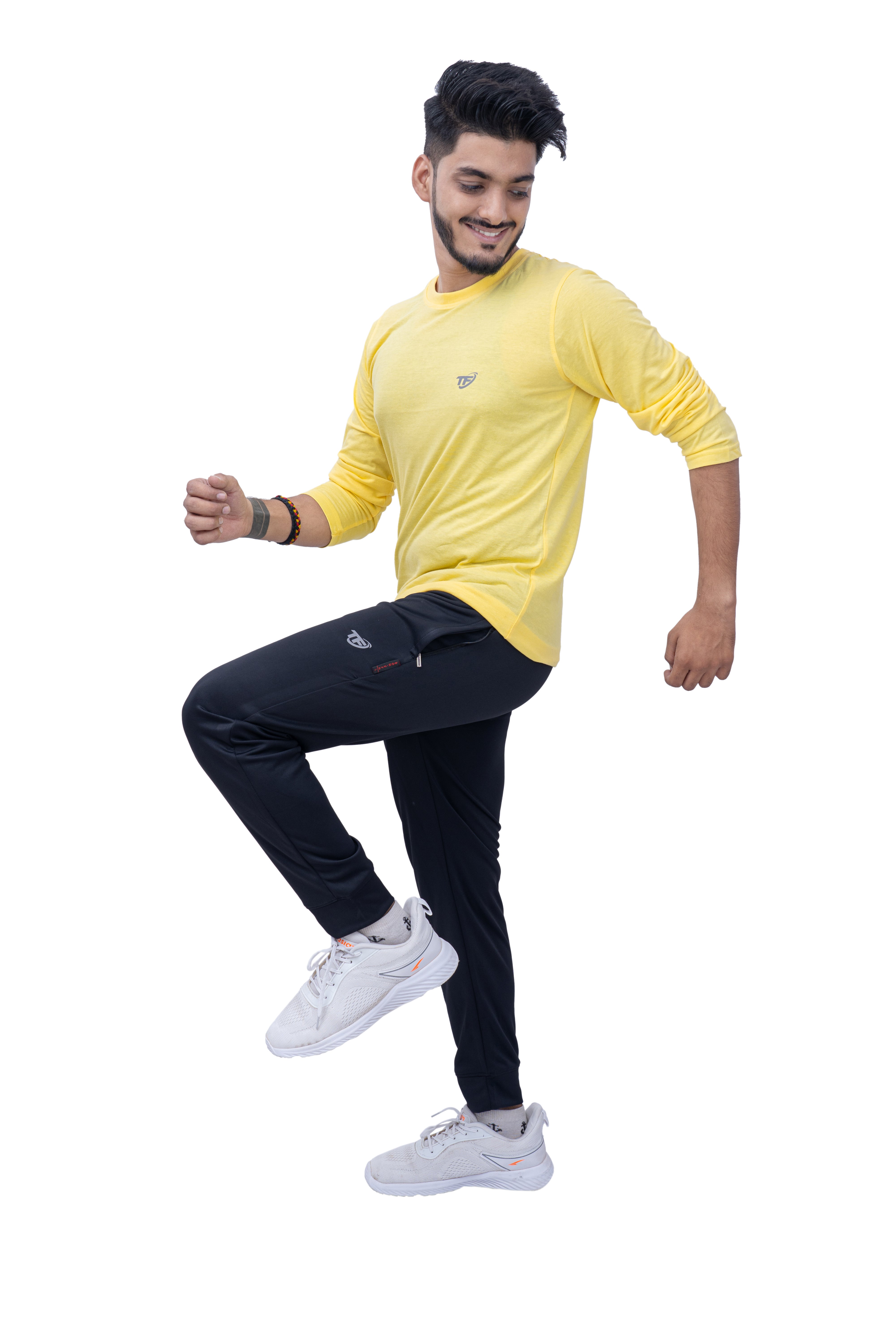 Black Relaxed Fit Lycra Track Pant