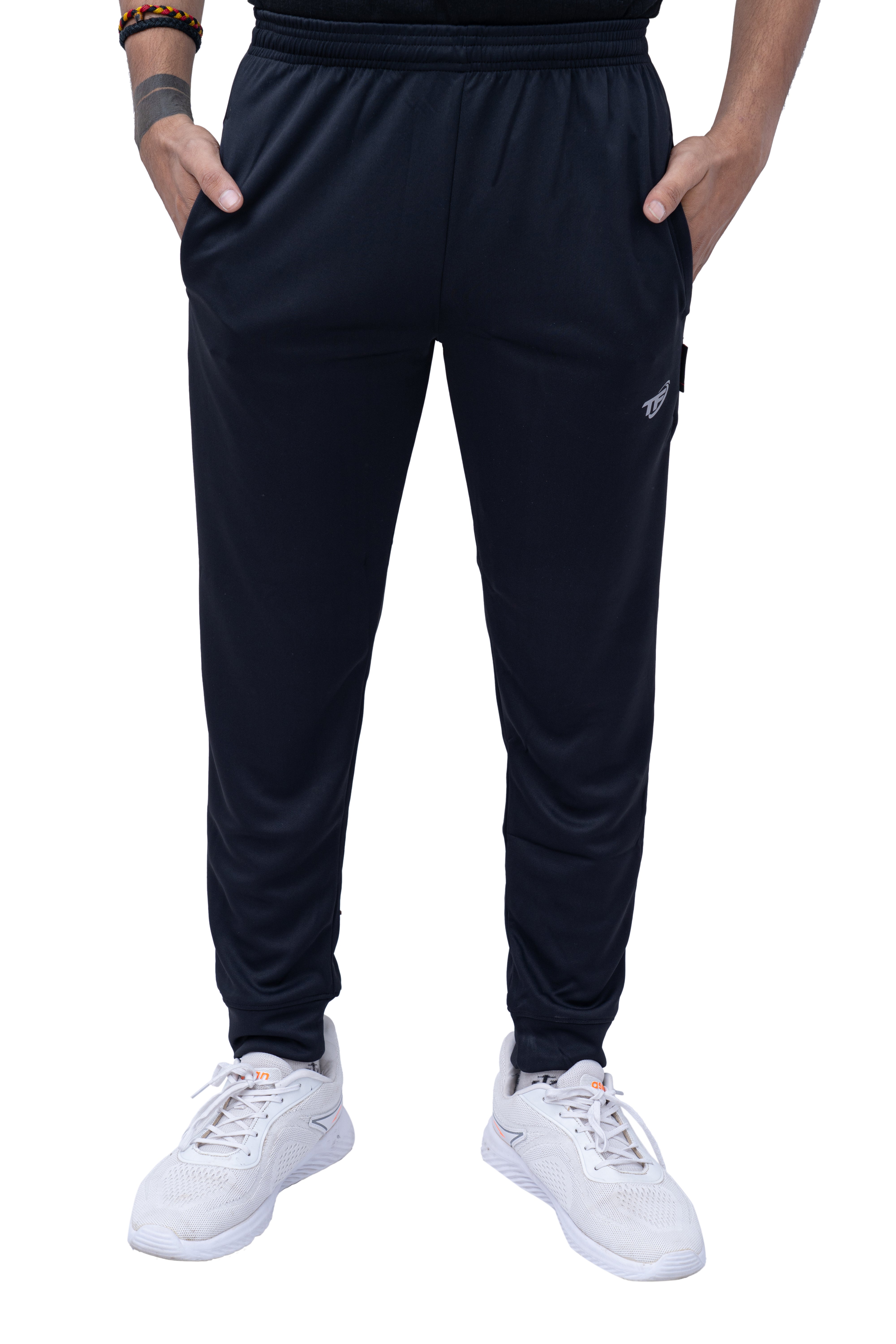 Black Relaxed Fit Lycra Track Pant