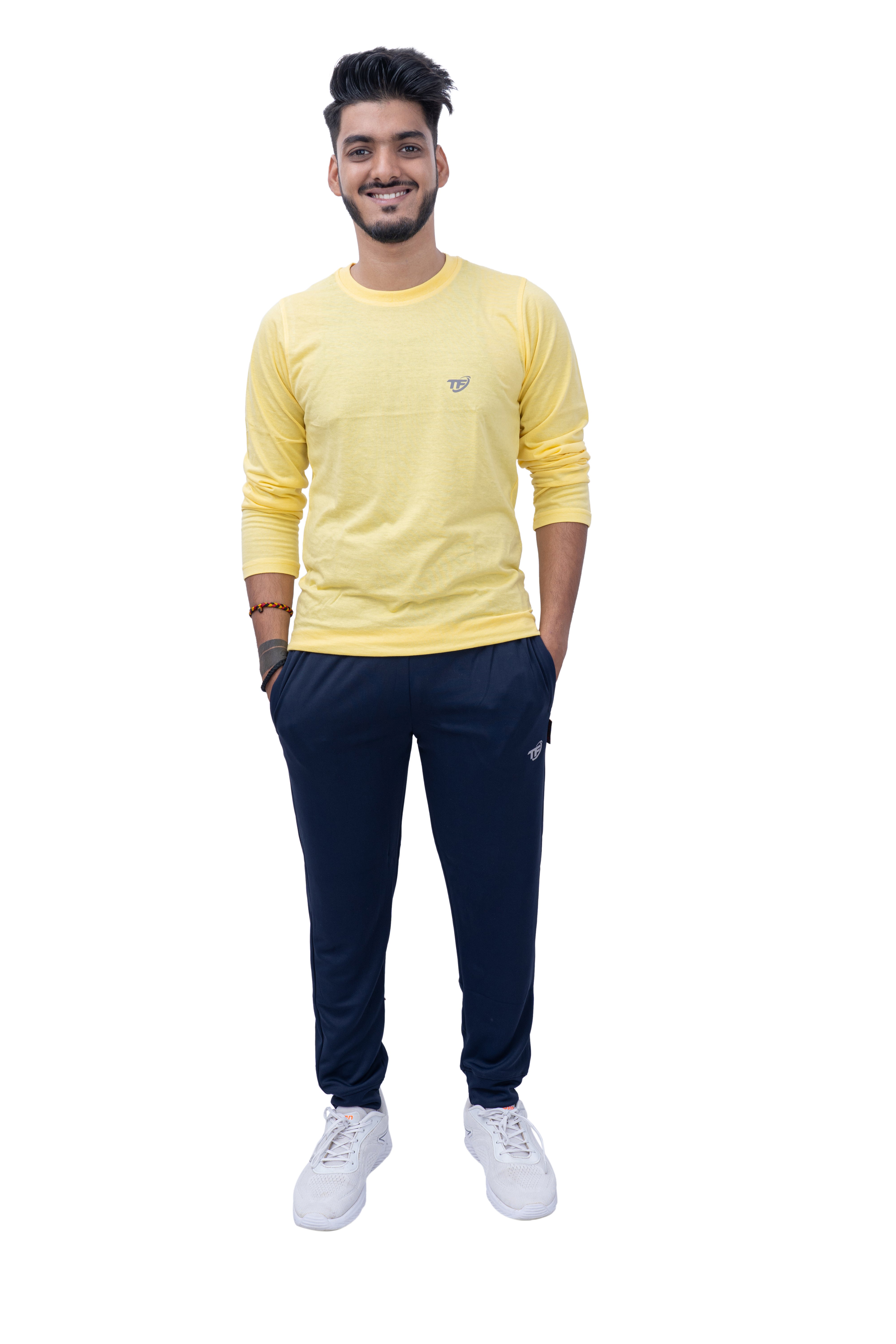 Navy Relaxed Fit Lycra Track Pant